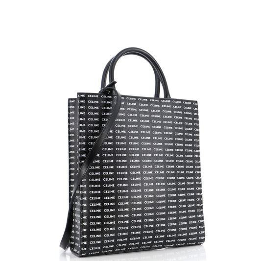 Celine Vertical Cabas Tote All Over Logo Print Leather Small