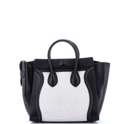 Celine Bicolor Luggage Bag Crocodile Embossed Leather Mini