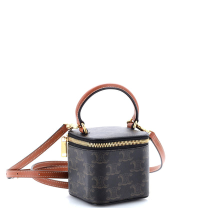 セリーヌ トップハンドル スクエア バニティケース トリオンフ コーティングキャンバス ミニ