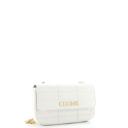 セリーヌ ロゴチェーンフラップバッグ キルティングゴートスキン スモール