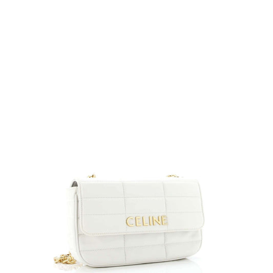 セリーヌ ロゴチェーンフラップバッグ キルティングゴートスキン スモール