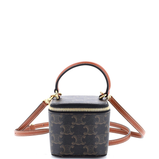 セリーヌ トップハンドル スクエア バニティケース トリオンフ コーティングキャンバス ミニ