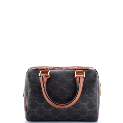 Celine Boston Bag Triomphe Coated Canvas Small
