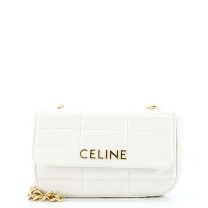 セリーヌ ロゴチェーンフラップバッグ キルティングゴートスキン スモール