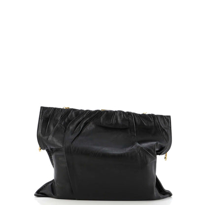 セリーヌ クラスプ ルーシュ フラップバッグ レザー ミディアム