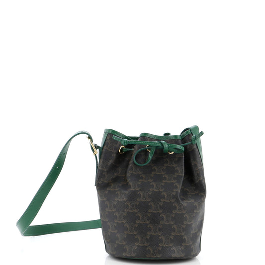 セリーヌ ドローストリング バケットバッグ トリオンフ コーティングキャンバス スモール