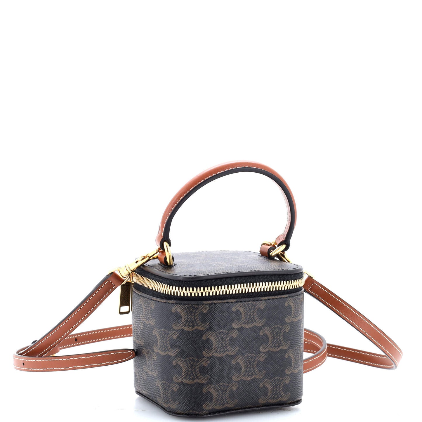 セリーヌ トップハンドル スクエア バニティケース トリオンフ コーティングキャンバス ミニ