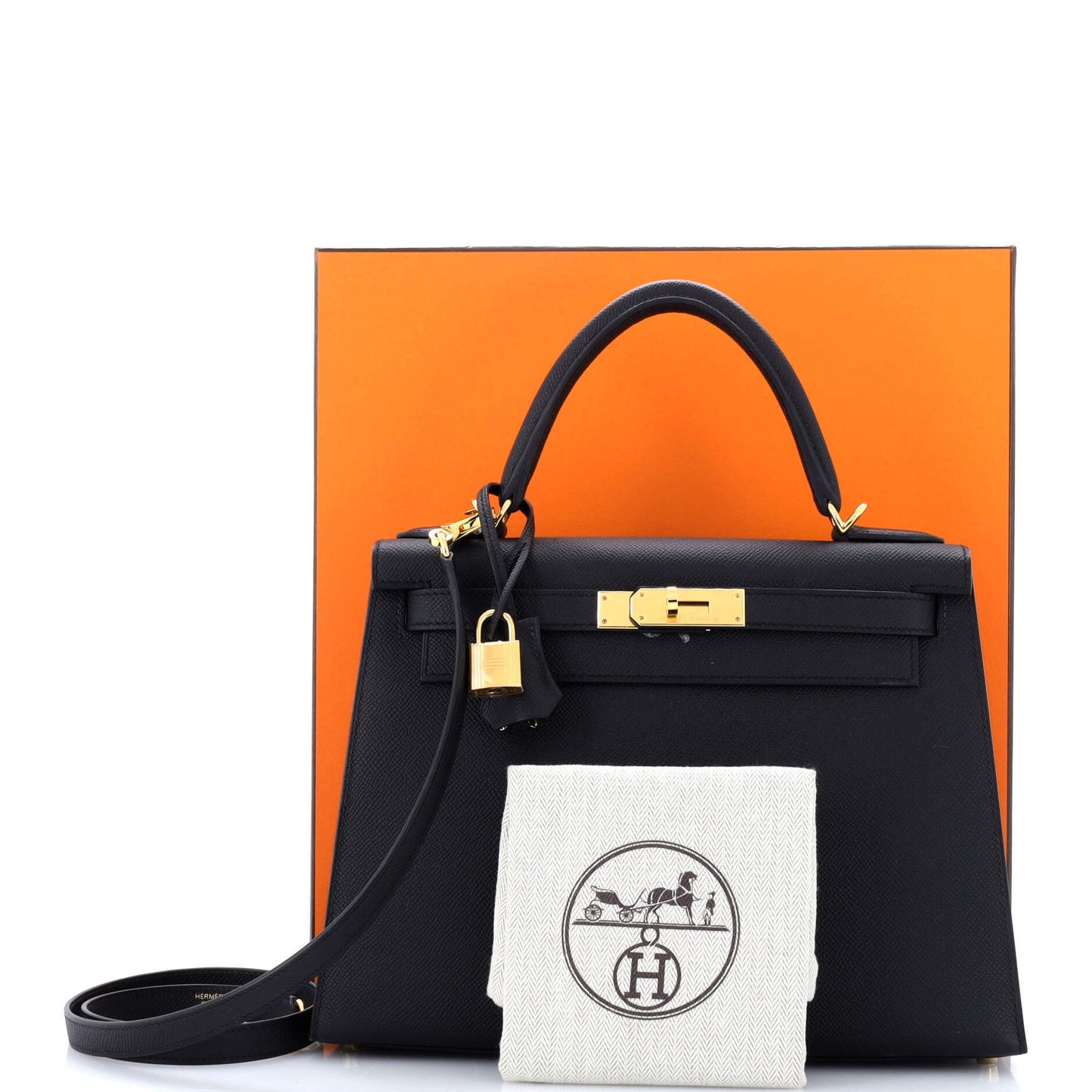 エルメス ケリー ブラックゴールド 28