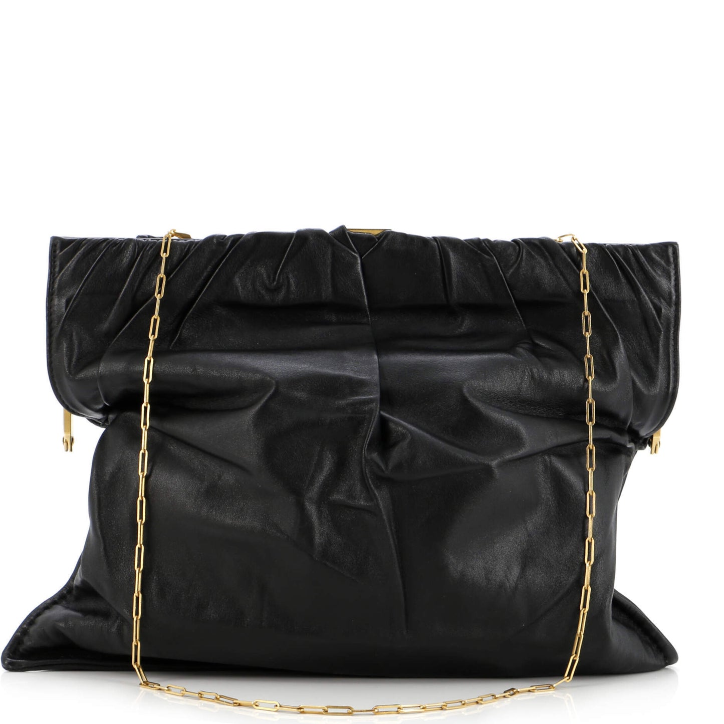 セリーヌ クラスプ ルーシュ フラップバッグ レザー ミディアム