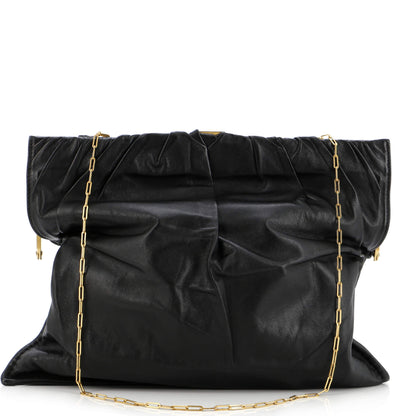 セリーヌ クラスプ ルーシュ フラップバッグ レザー ミディアム