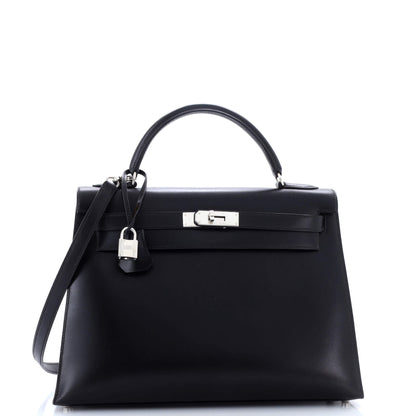 エルメス ケリー ブラック ボックスカーフ 32