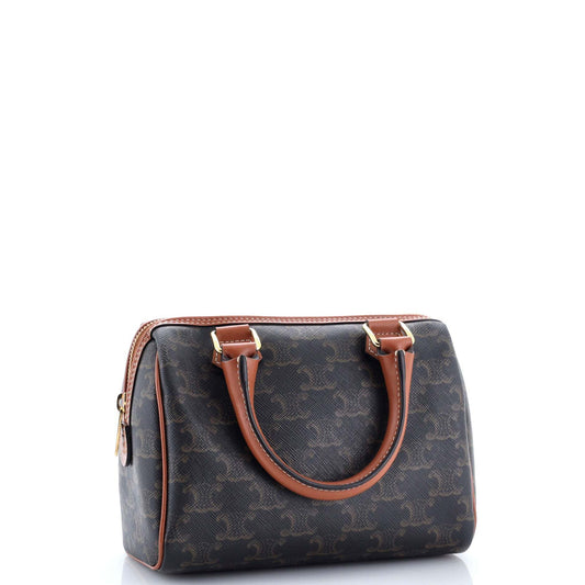 Celine Boston Bag Triomphe Coated Canvas Small