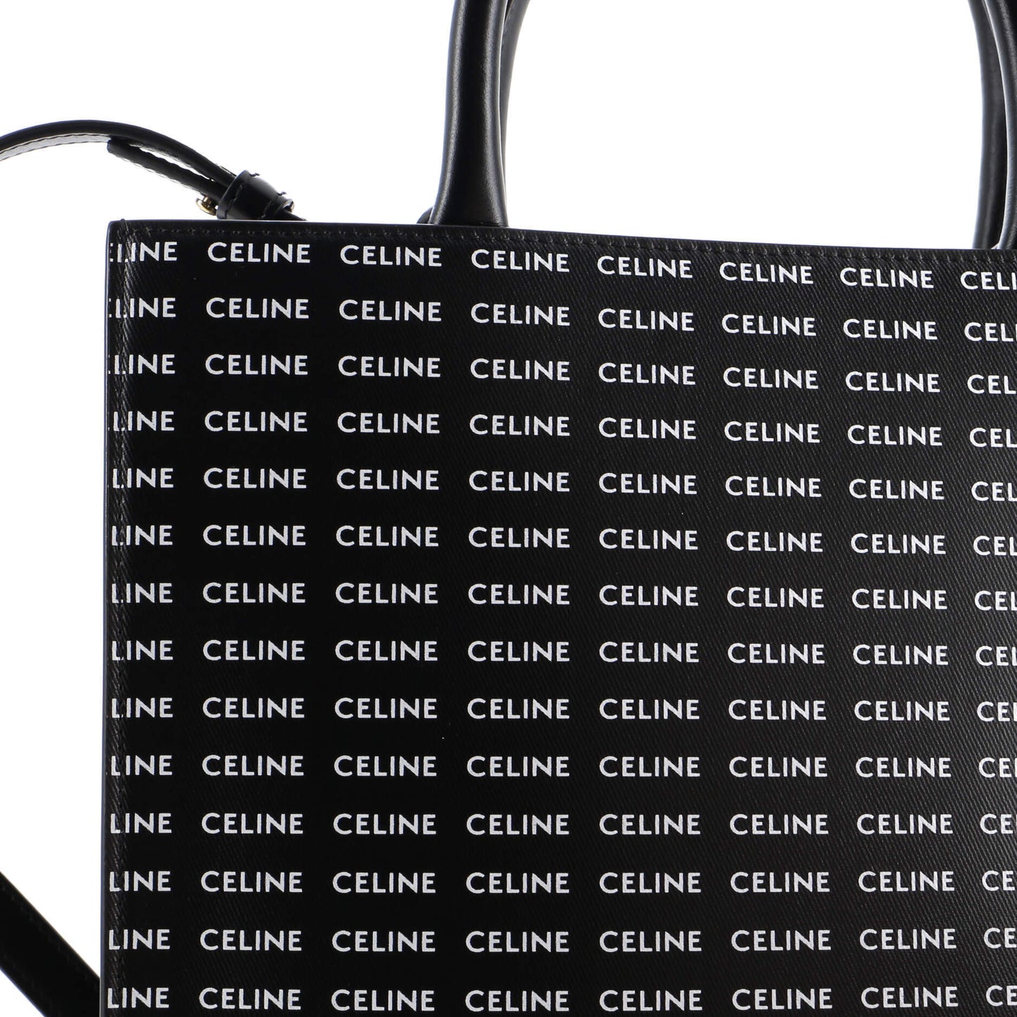 Celine Vertical Cabas Tote All Over Logo Print Leather Small