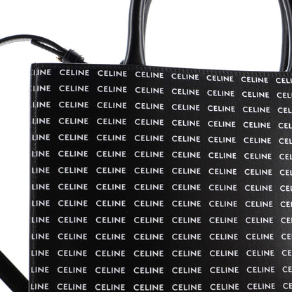 Celine Vertical Cabas Tote All Over Logo Print Leather Small