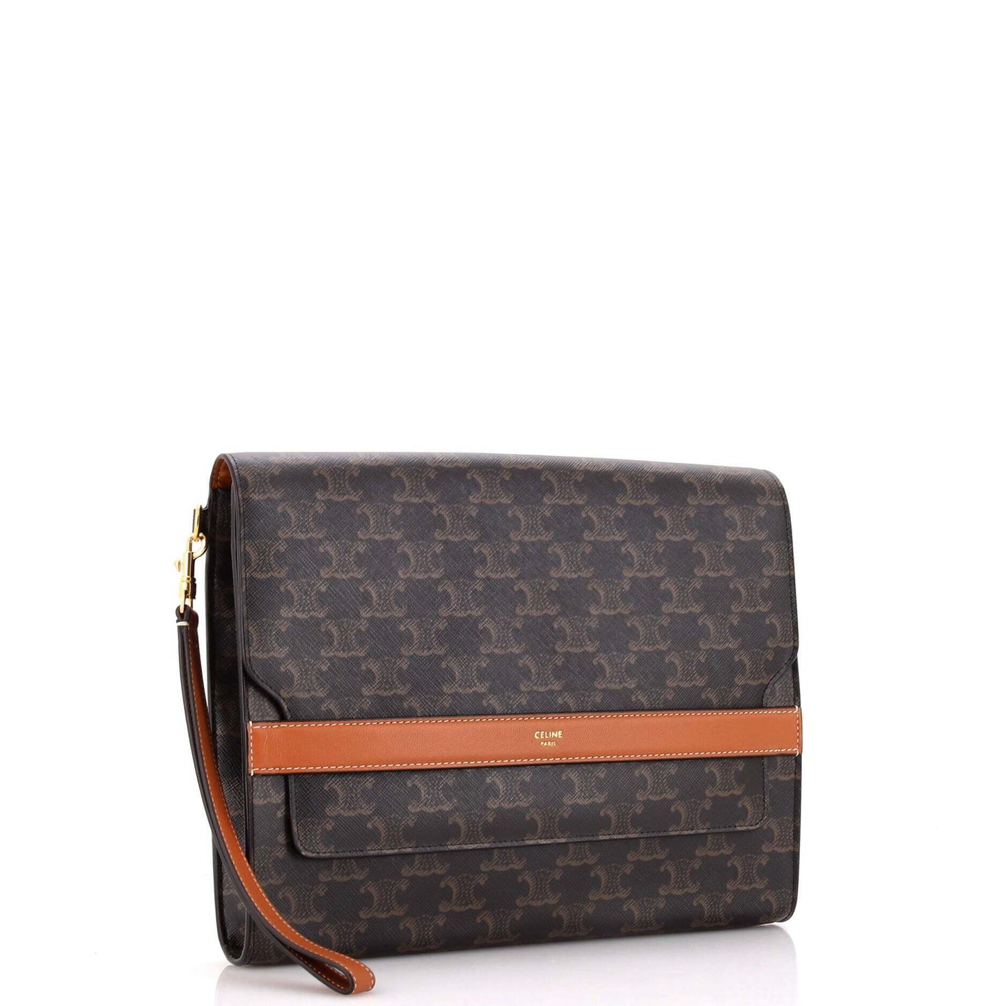 セリーヌ フラップ リストレットポーチ トリオンフ コーティングキャンバス なし