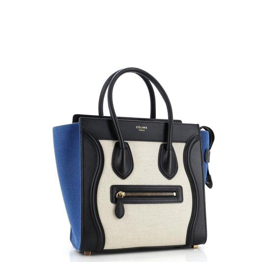 セリーヌ トリコロール ラゲッジバッグ キャンバス＆レザー マイクロ