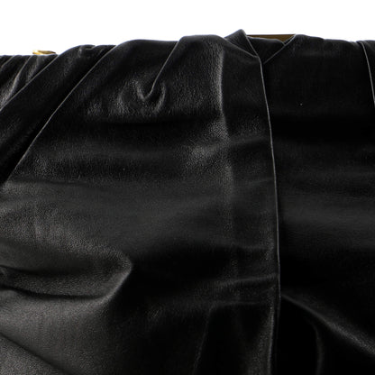 セリーヌ クラスプ ルーシュ フラップバッグ レザー ミディアム