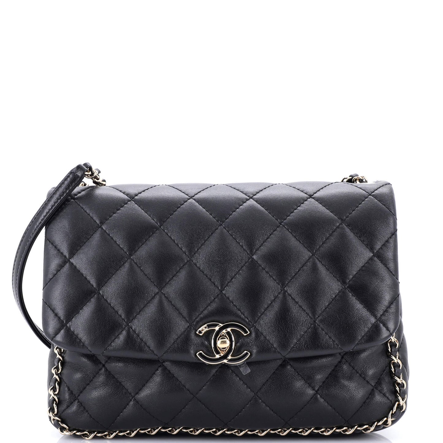 CHANEL 未使用 エナメルバッグ ラムスキン