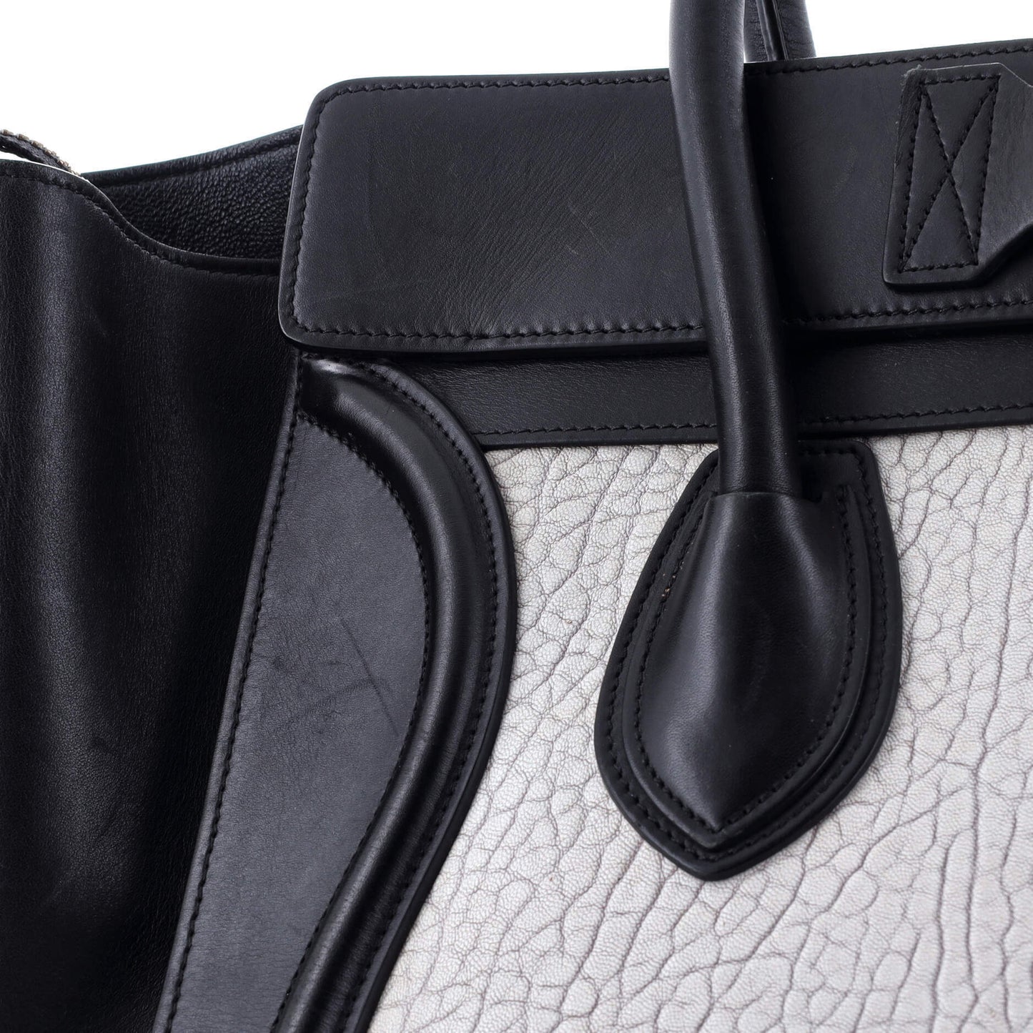 Celine Bicolor Luggage Bag Crocodile Embossed Leather Mini