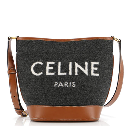 Celine Cuir Logo Bucket Bag Felt with Leather Small