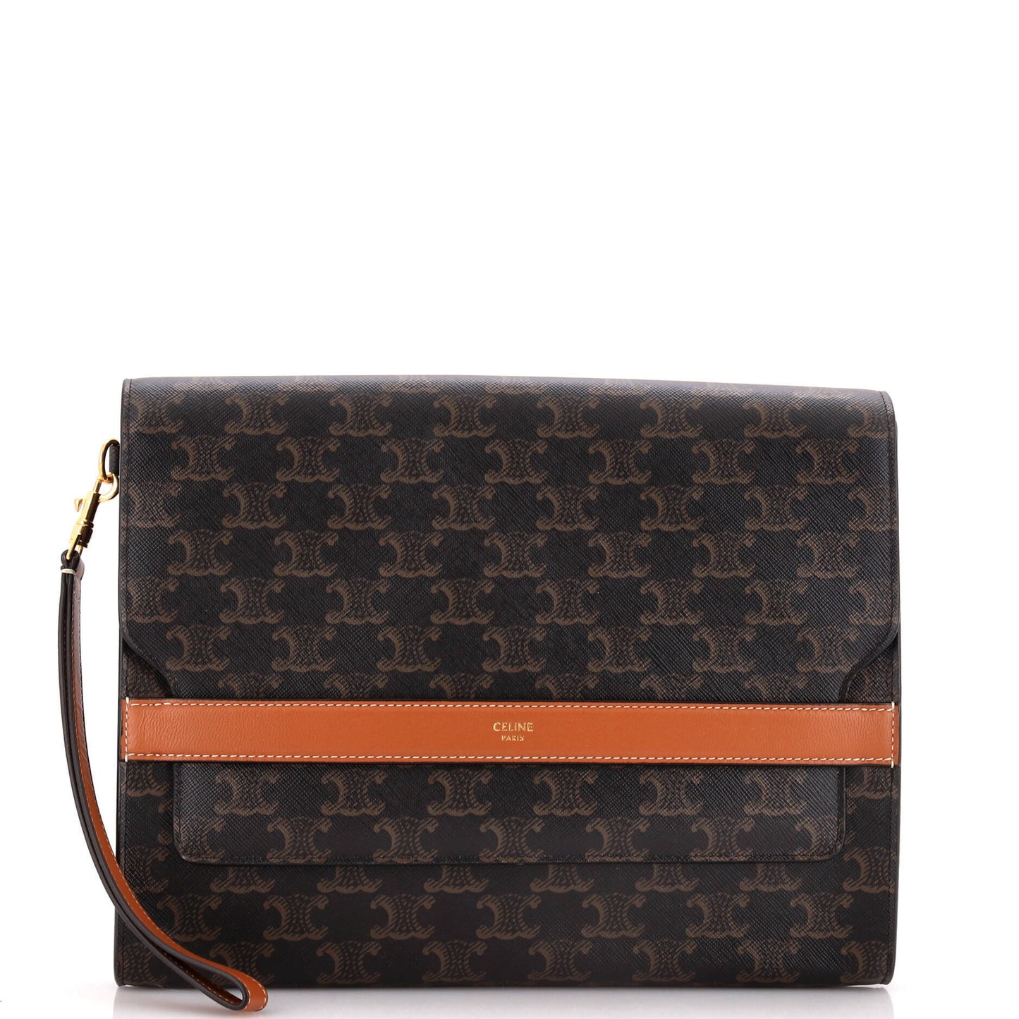 セリーヌ フラップ リストレットポーチ トリオンフ コーティングキャンバス なし