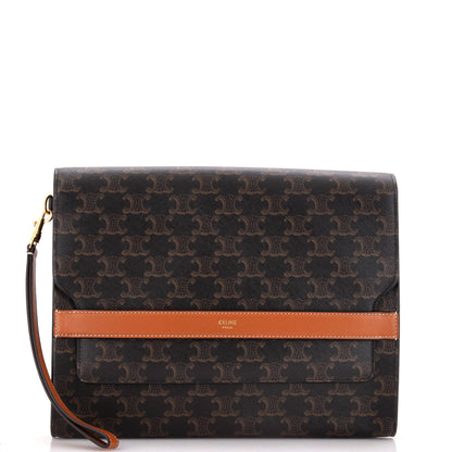 セリーヌ フラップ リストレットポーチ トリオンフ コーティングキャンバス なし