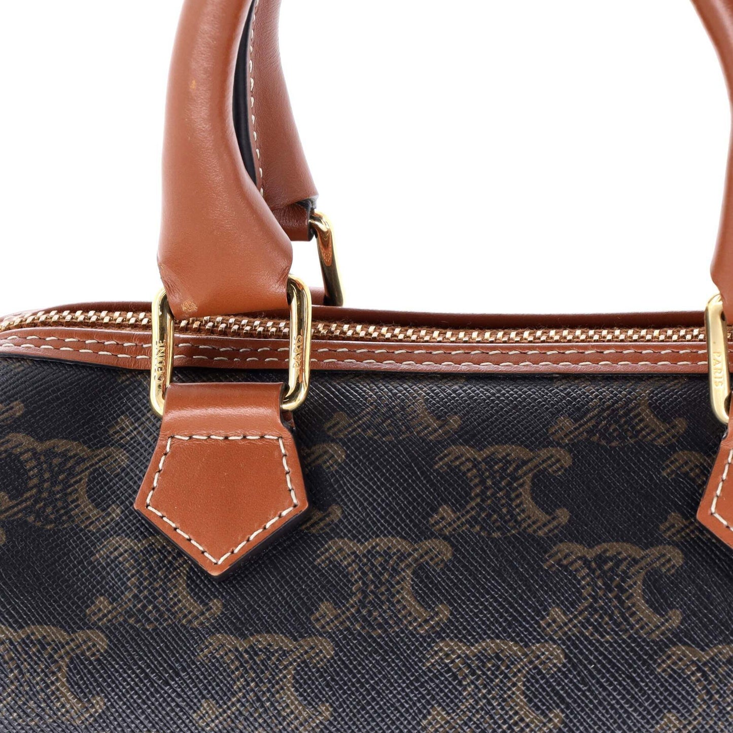 Celine Boston Bag Triomphe Coated Canvas Small