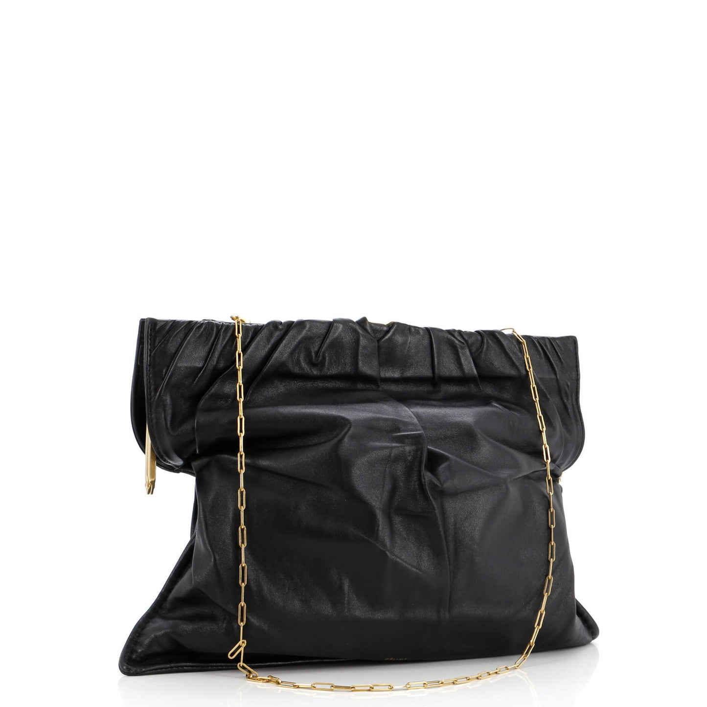 セリーヌ クラスプ ルーシュ フラップバッグ レザー ミディアム