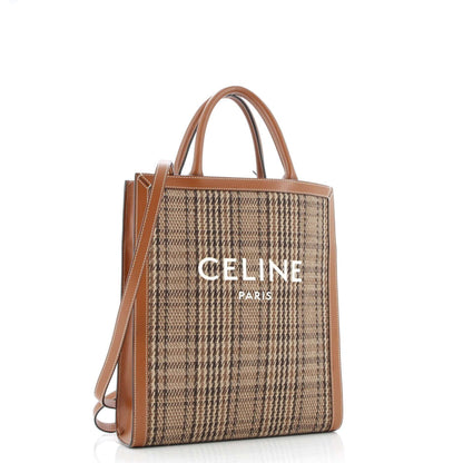 セリーヌ バーティカル カバ トート チェック キャンバス＆レザー スモール