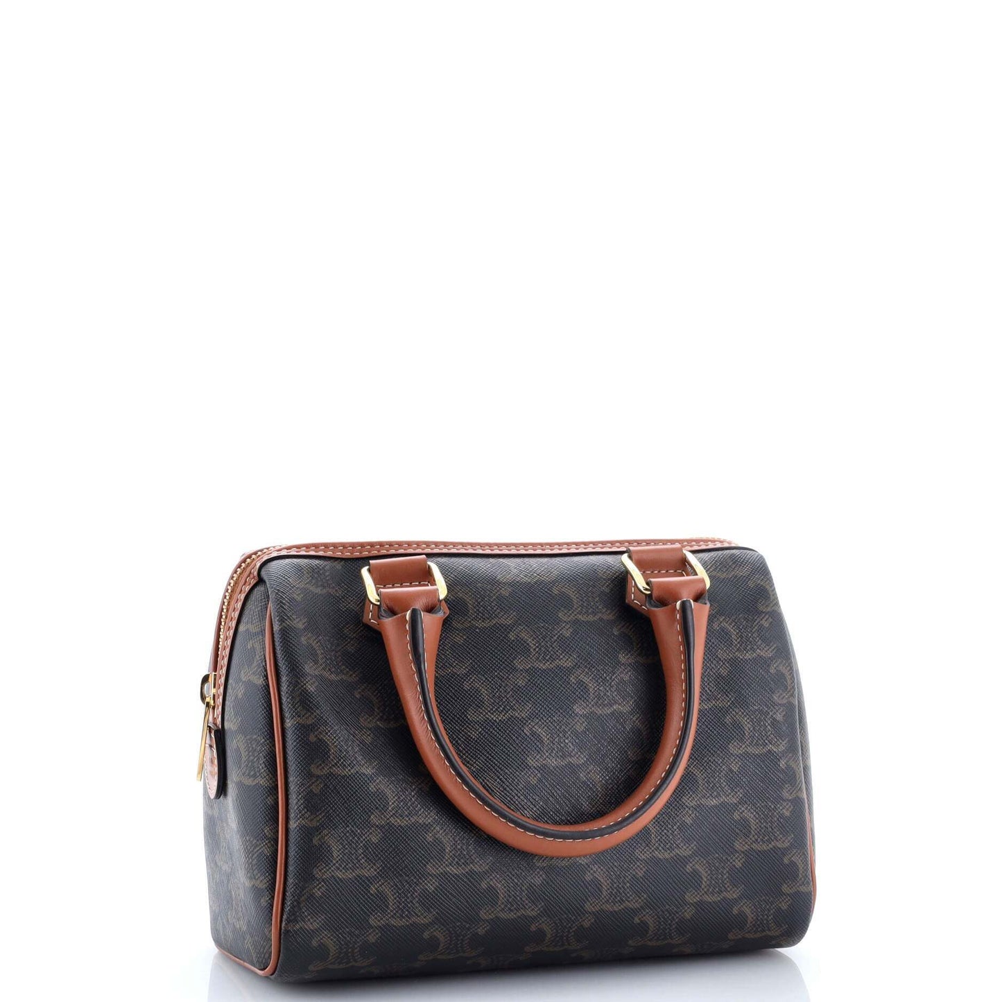 Celine Boston Bag Triomphe Coated Canvas Small