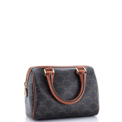 Celine Boston Bag Triomphe Coated Canvas Small