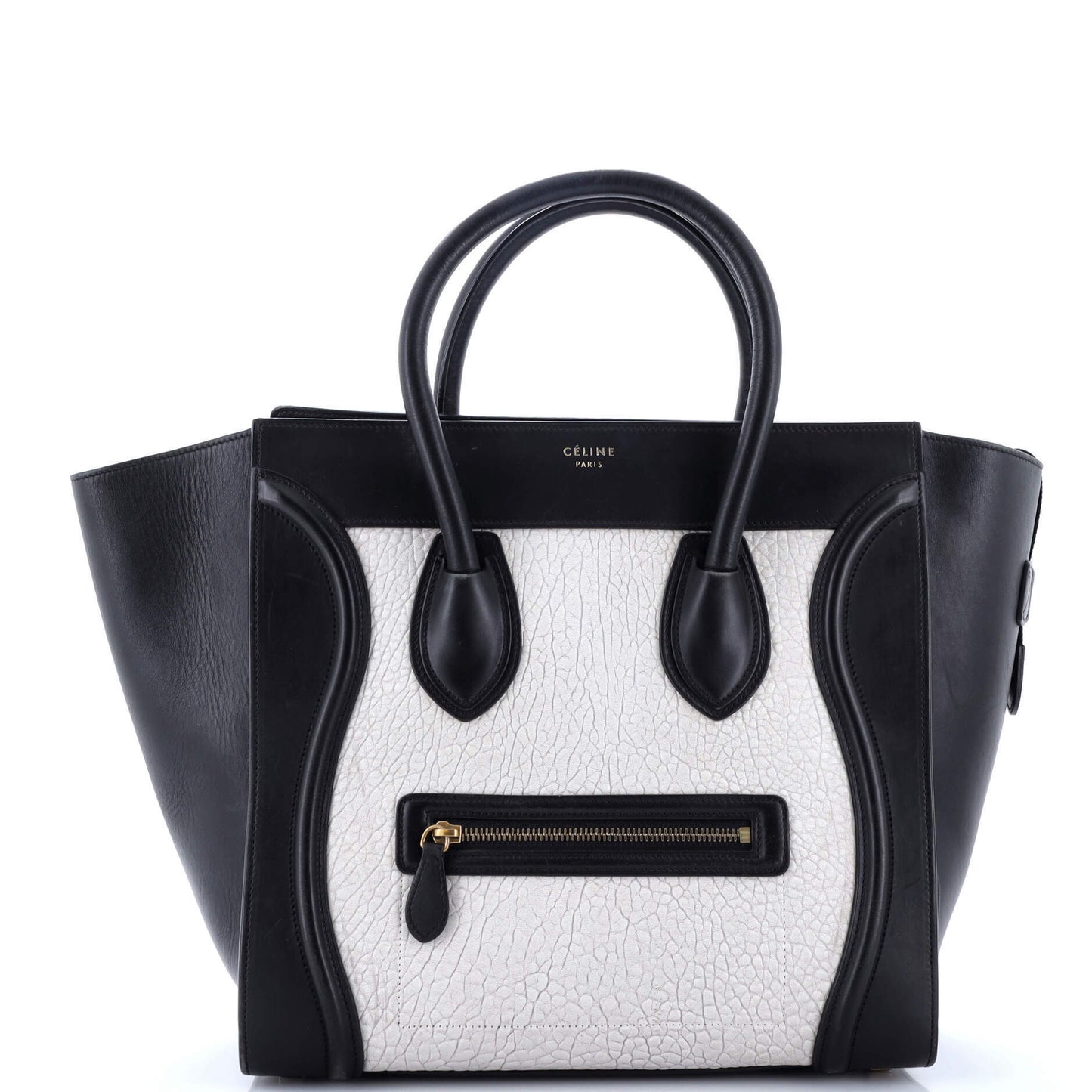 Celine Bicolor Luggage Bag Crocodile Embossed Leather Mini