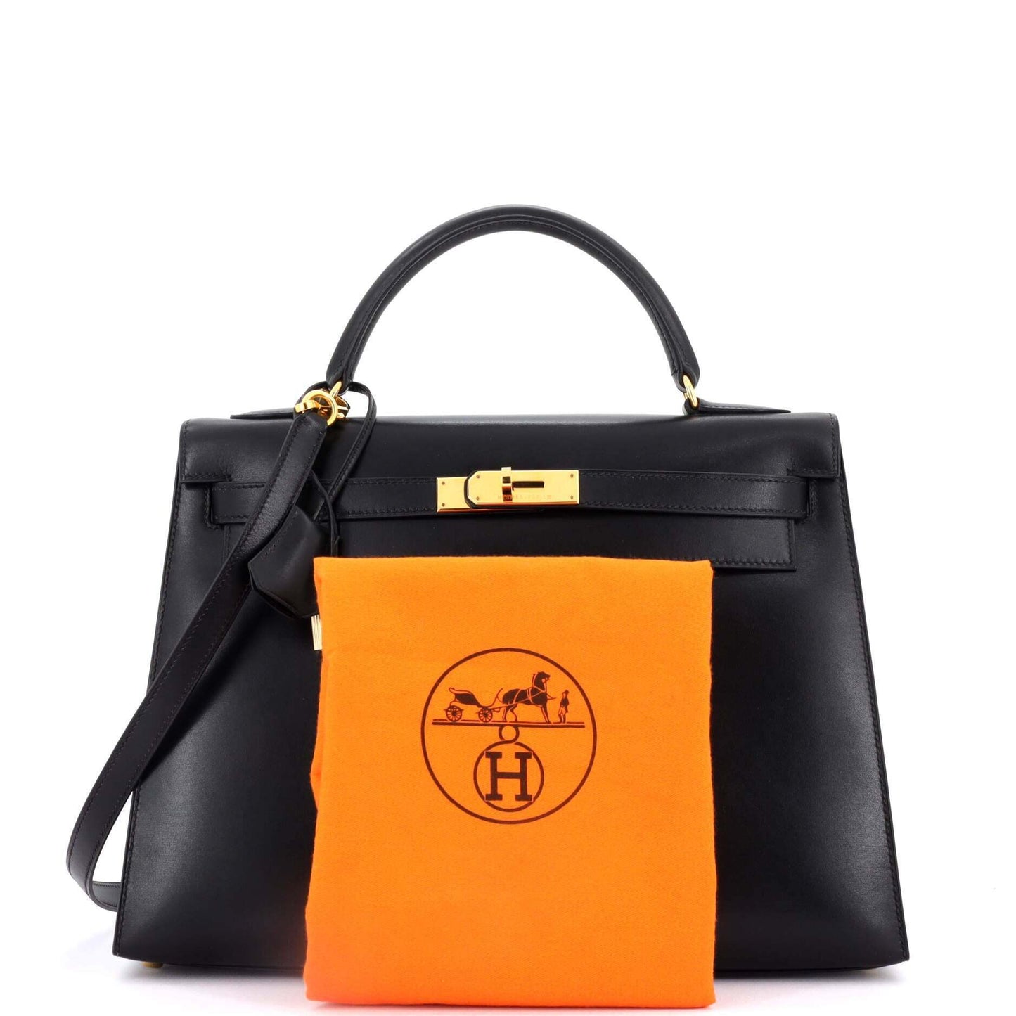 HERMESケリー ブラック ボックスカーフ 32