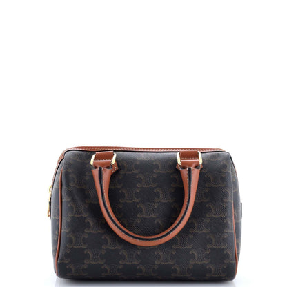 Celine Boston Bag Triomphe Coated Canvas Small