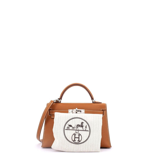 HERMESケリーミニIIバッグ ブラウンエプソン シルバー金具