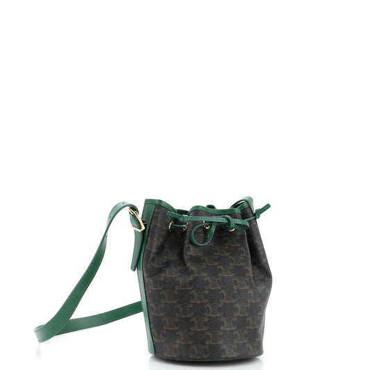 セリーヌ ドローストリング バケットバッグ トリオンフ コーティングキャンバス スモール