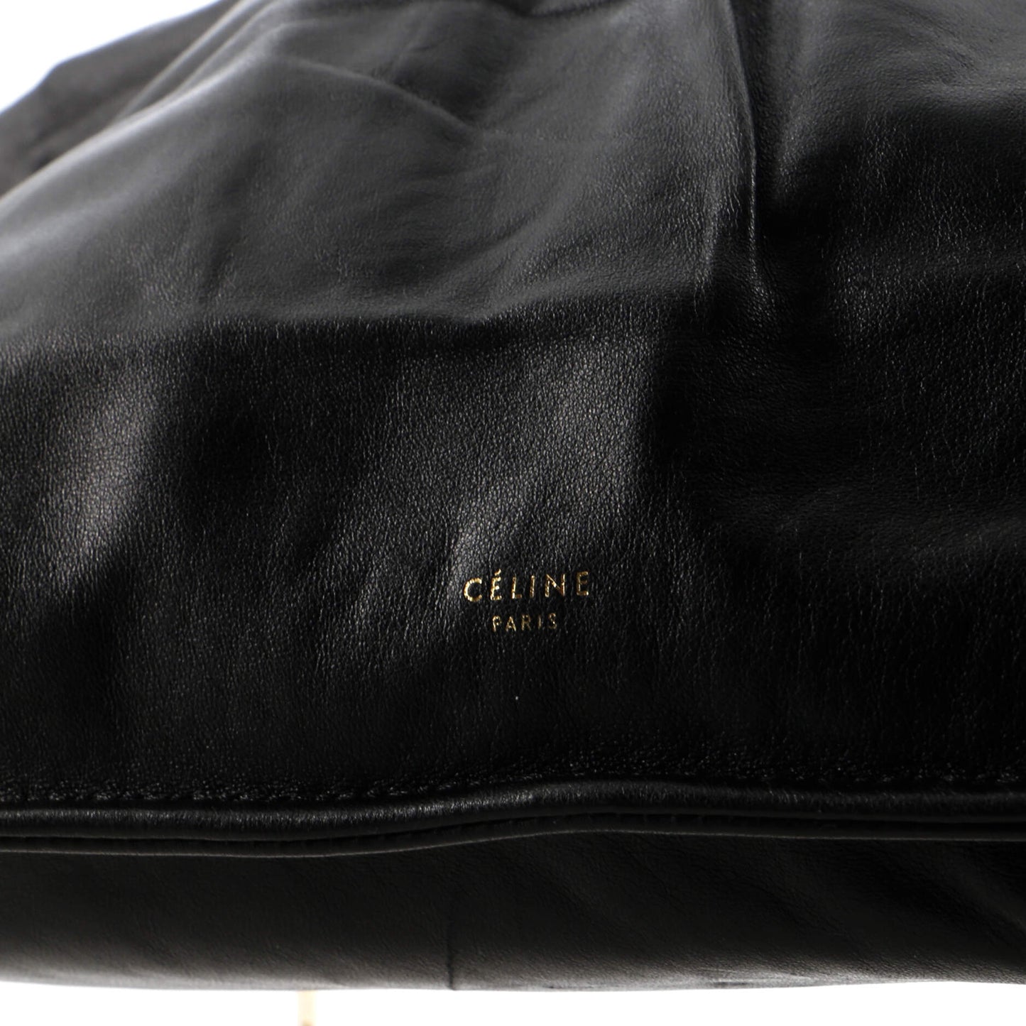 セリーヌ クラスプ ルーシュ フラップバッグ レザー ミディアム