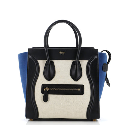 セリーヌ トリコロール ラゲッジバッグ キャンバス＆レザー マイクロ