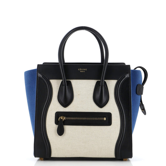 セリーヌ トリコロール ラゲッジバッグ キャンバス＆レザー マイクロ