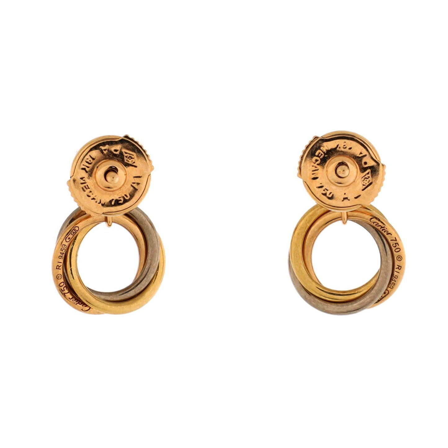 CARTIERトリニティ ダングル ピアス トリコロール ゴールド